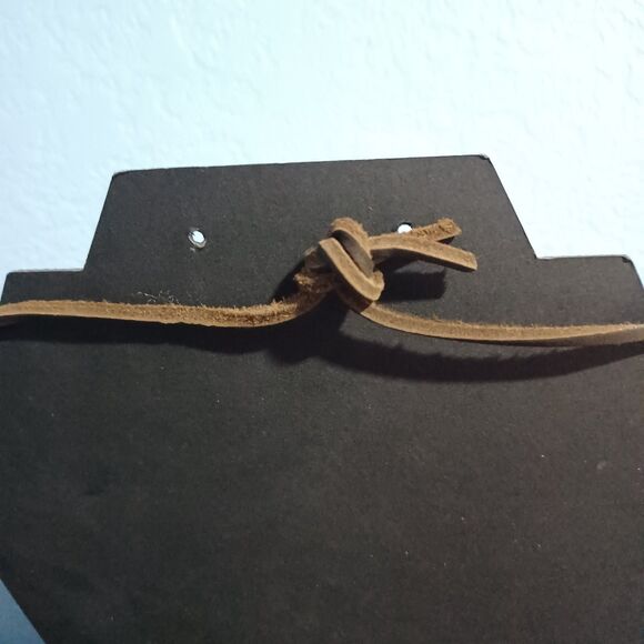 Vintage Silver-Tone Owl Pendant on Brown Suede Cord, 18" - Picture 3 of 3